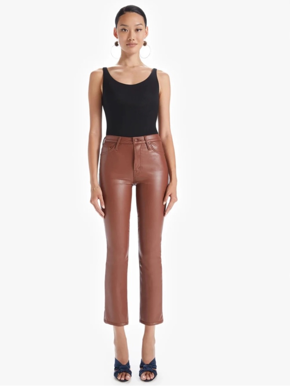 MOTHER Faux Leather Brown Pants